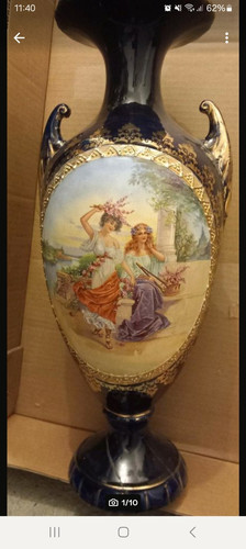 Porzellanvase blau gold - porzellanvase, blau/gold
