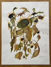 Aquarell Sonnenblumen. Format: 37x48 cm. Signiert.