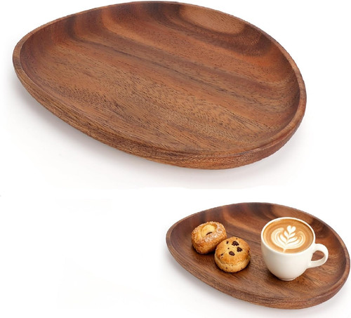 Holztablett oval 26x21x2cm - holztablett,