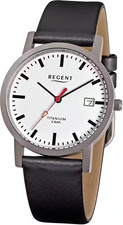 Regent Herren Quarz Armband Uhr 1239.90.10 Leder Titan 34 mm