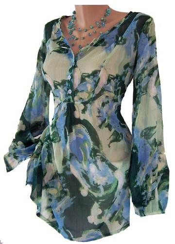 Bügelfreie chiffon tunika - chiffon,