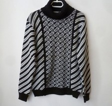 Rollkragenpullover Gr. S 46 48 Made in Italy Herren Strick Pullover Schwarz Weiß