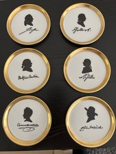 Fürstenberg Sammelteller/Untersetzer 6st Porzellan ,Goldrand, 10cm, Goethe,etc