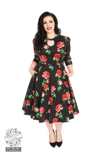 Schwarz rot rosen kleid herzen - schwarz,