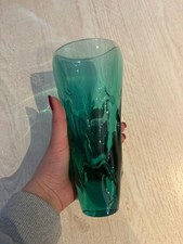 Glas Vase grün mundgeblasen