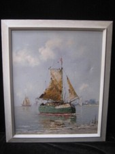 Ölbild Leinwand Segelschiff  " in Ruhe" Erich Zimmermann Worpswede