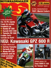 Zeitschrift MO Motorrad #1 von 1985 Kawasaki GPZ 600 BMW K 100 Morini Enduro 