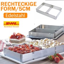 DE- Edelstahl Verstellbar Backrahmen eckig Torten Kuchen Ring stufenlos Backform