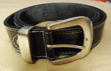 Herren Leder Gürtel schwarz Lange 115 cm Breite 3,6 cm Italien NEU ohne Etikett