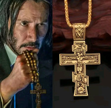 John Wick Kreuz Anhänger Gold Kette Jesus. Damen Herren. Geschenk 