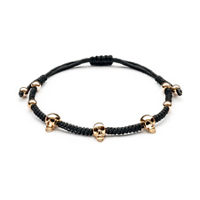 Jaibor Zugarmband Schwarz mit Totenköpfen in 750/18K Rosegold / Nylon