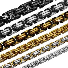 Königskette Stahl Golden Silbern Schwarz Collier Halskette Kette Panzerkette 