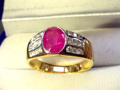 Rubin diamant 18k gold ring - diamant,