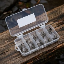 Haken Jighaken Offset-Haken Dropshot Raubfisch Set Gr. 2 - 3/0, 50 Stück mit Box