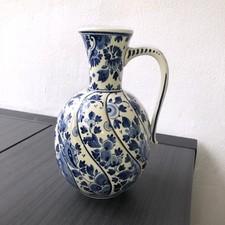 Delft Blau Henkelkrug Handpainted Blumendekor Krug / Vase 22 cm 