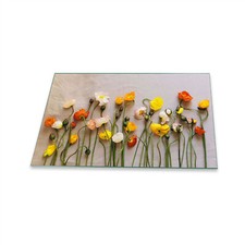 Herdabdeckplatte Ceran 1 Teilig 80x52 Blumen Gelb Abdeckung Glas Spritzschutz
