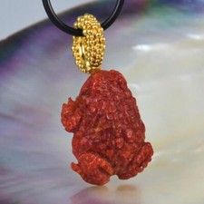 Toad Frosch Hängelampe Rot Schwamm Koralle, Rubin & Gold Vermeil Silber 9.78g