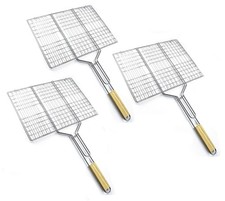 3x Set Grillguthalter Grillrost Fischhalter Grillkorb Universal Grillgitter Rost