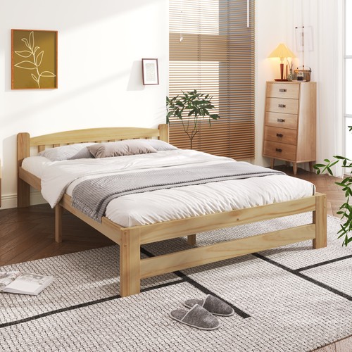 Massivholz natur bett mit - massivholz,