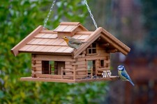 Vogelfutterhaus Blockhaus Vogelhaus Almhütte Hängend Futterstation Holz Braun