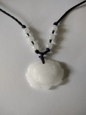 Natürliche weiße Jade Lotus Anhänger Halskette Mode Glücksbringer Geschenk