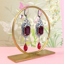 Vintage Ohrringe Silber Rot