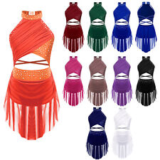 Kinder Tanz Salsa Kleid Mock Neck Trikot Klasse Kostüm Overlay Lyrisch Uniform