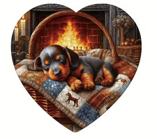 2D Holzpuzzle Hund Dackel Welpe Puzzle Erwachsene unregelmäßige Teile 37 x 37 cm