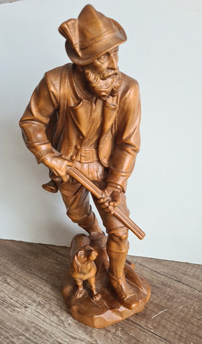 Vintage holzfigur jäger - jäger, mit