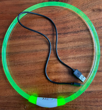 Trixie Leuchthalsband HundeHalsband LED-Leuchtschlauch Grün~ca71cm+USB Kabel TOP