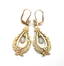 TRAUM Jugendstil Hängeohrringe 375 Gold 9K Opal Belle Epoque exklusive Ohrringe