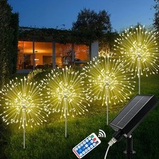 Solarleuchten Garten 4 Stück 480 LED Feuerwerk Kupfer Warmweiß