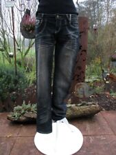 Jeanshose schwarz Lady 38 mbj Denim Stretch Faltenprint Belana 