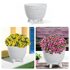 Blumenschale mit Füßen Kräutertopf Übertopf Blumentopf Schale (3 GR:S/M/L; Weiß)