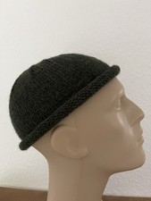 Herren Mütze, Fischermütze,Rollrand,Sylter Mütze,KU bis60cm,100%Alpaka,Olive