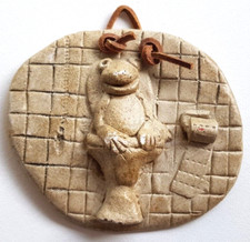 Toilettenschild Frosch Vtg. Türschild WC Kloschild Gästetoilette Toilette Braun