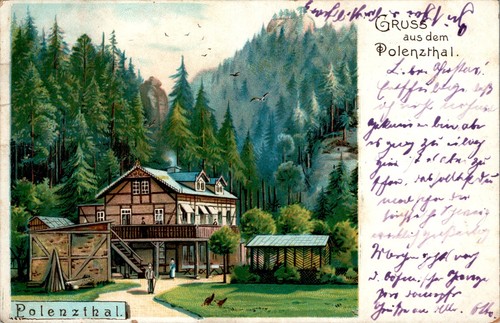 Litho gruss aus - gruss, hohnstein