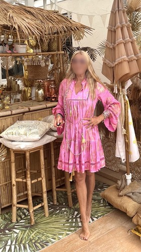 Boho minikleid tunika - boho, rosa