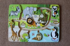 Motorikspiel Tiere Schiebepuzzle Delta-Sport LS-2026 ~ 30 x 22,5 cm Holz