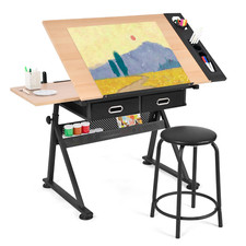 Zeichentisch Schreibtisch Verstellbar Architektentisch mit Hocker Bürotisch