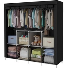 Kleiderschrank Groß Stoffschrank Faltschrank Stoffkleiderschrank Schrank Schwarz