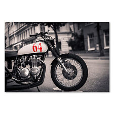 Postereck 0947 Poster Leinwand Motorrad, Moped Bike Schwarz Weiss Strasse