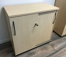 König + Neurath Schiebetürenschrank ahorn Griffe dunkelblau B 80 cm 2 OH /B