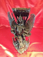 Alter Garuda Vishnu Fein handgeschnitzt Holzstatue Dunkles Tropenholz (2514)