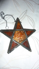 Windlicht hängender Stern aus Glas und Metall für Teelicht Deko-Fensterdeko