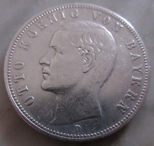 MDS DEUTSCHES REICH KAISERREICH BAYERN FÜNF 5 MARK 1900 D "OTTO", SILBER #AA