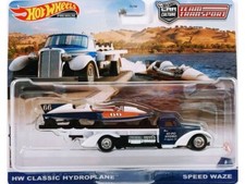 HW Classic Hydroplane With Speed Waze - blue / white - Hot Wheels 1:64