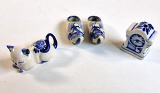 Keramik Miniaturen Puppenhaus Setzkasten Delft Blauw Katze Uhr Klotschen Vintage