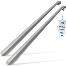 2x Schuhanzieher XXL 78,5cm Metall Schuhlöffel Edelstahl lange Schuhanziehhilfe