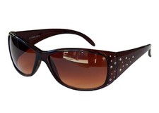 Damenbrille Braun Sonnenbrille Pornobrille mit Strass Schicke Brille M 39